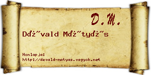 Dévald Mátyás névjegykártya